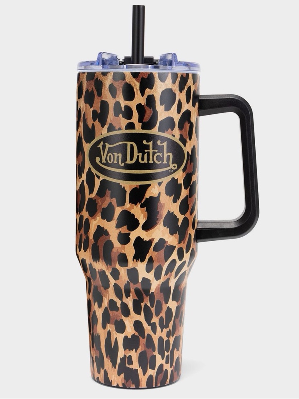 VON DUTCH 40oz Leopard Double Walled Insulated Stainless Steel Tumbler